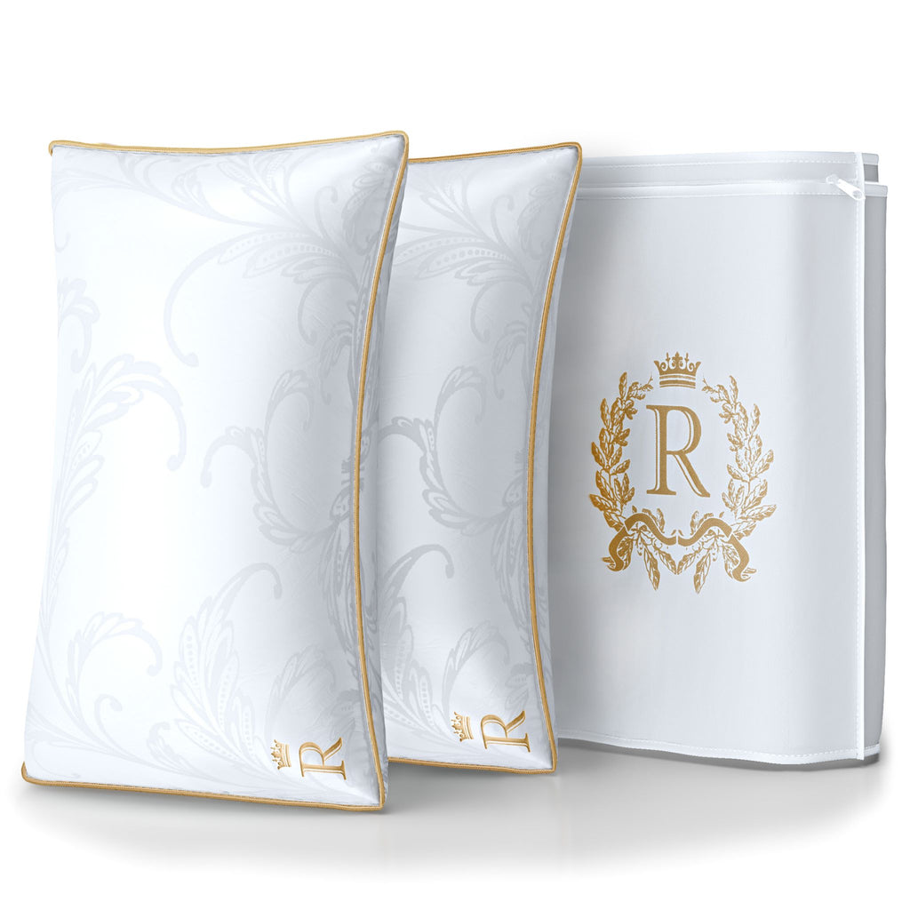 Royal Therapy 2-Pack Professional Hotel Pillows - 100% Cotton, Premium Plush Gel Microfiber, Down Alternative